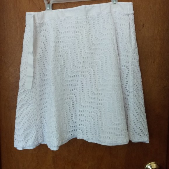 FABRIZIO LENZI EYELET WHITE LACE LINED  WRAP SKIRT SPORTY ATHLETIC CASUAL - Picture 9 of 16